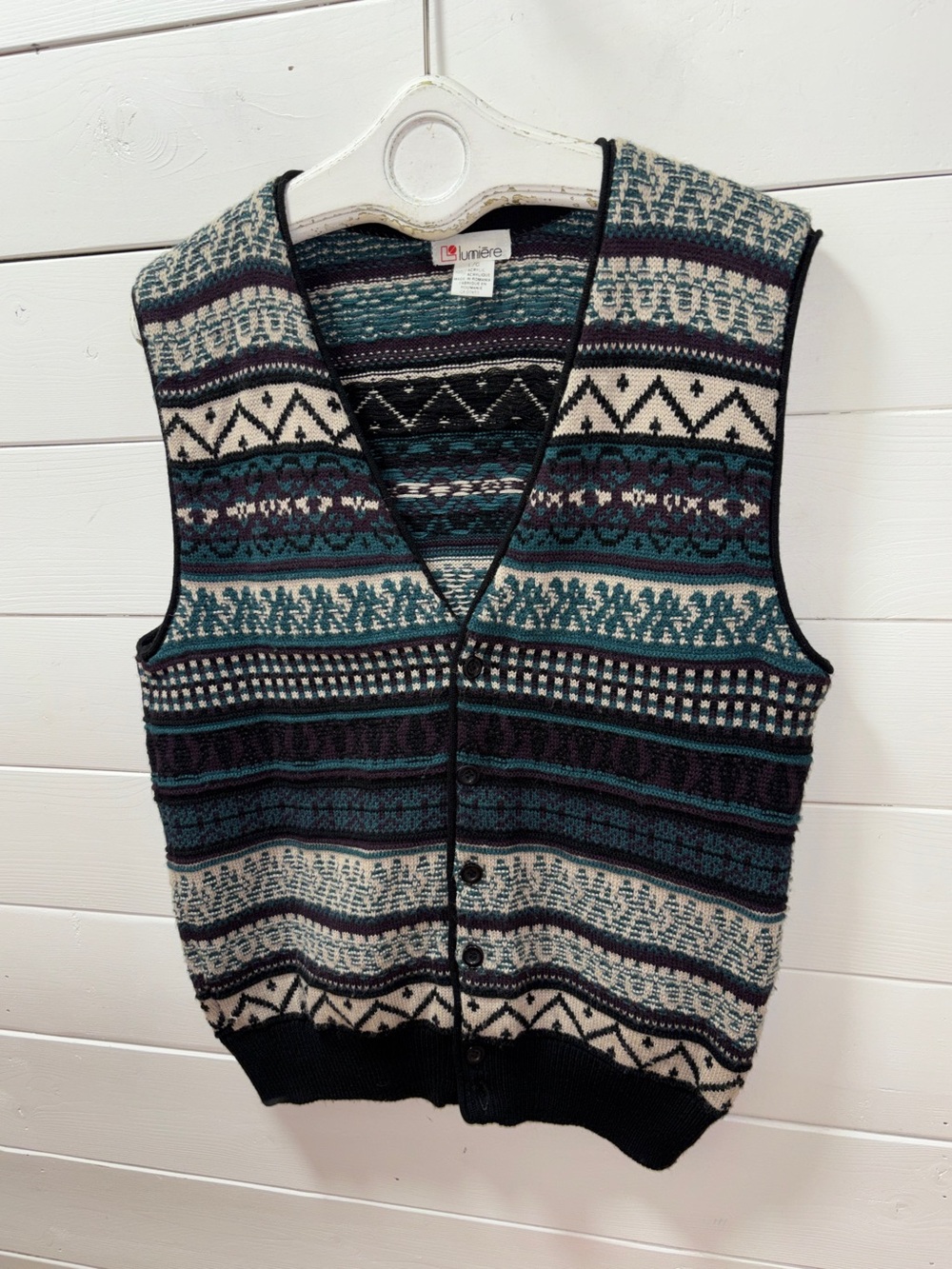 Lumière Vintage Unisex Patterned Knit Vest – L/G - Picture 3 of 9